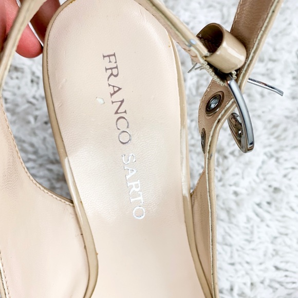 😄 FRANCO SARTO Patent Leather Cream Cork Wedge 9 - Picture 5 of 8